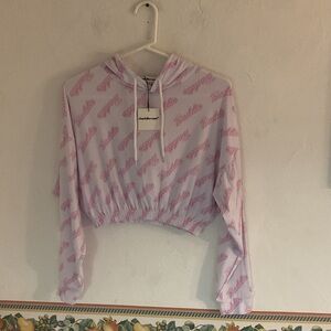 Charlotte Russe Barbie Long Sleeve Crop Hoodie, Size S, Light Pink, NWT